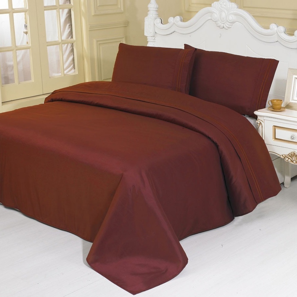 TWIN Size BURGUNDY 3 Pieces SHEET SETS